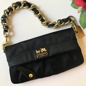 Coach Black Satin Foldover Clutch/Satchel🔥